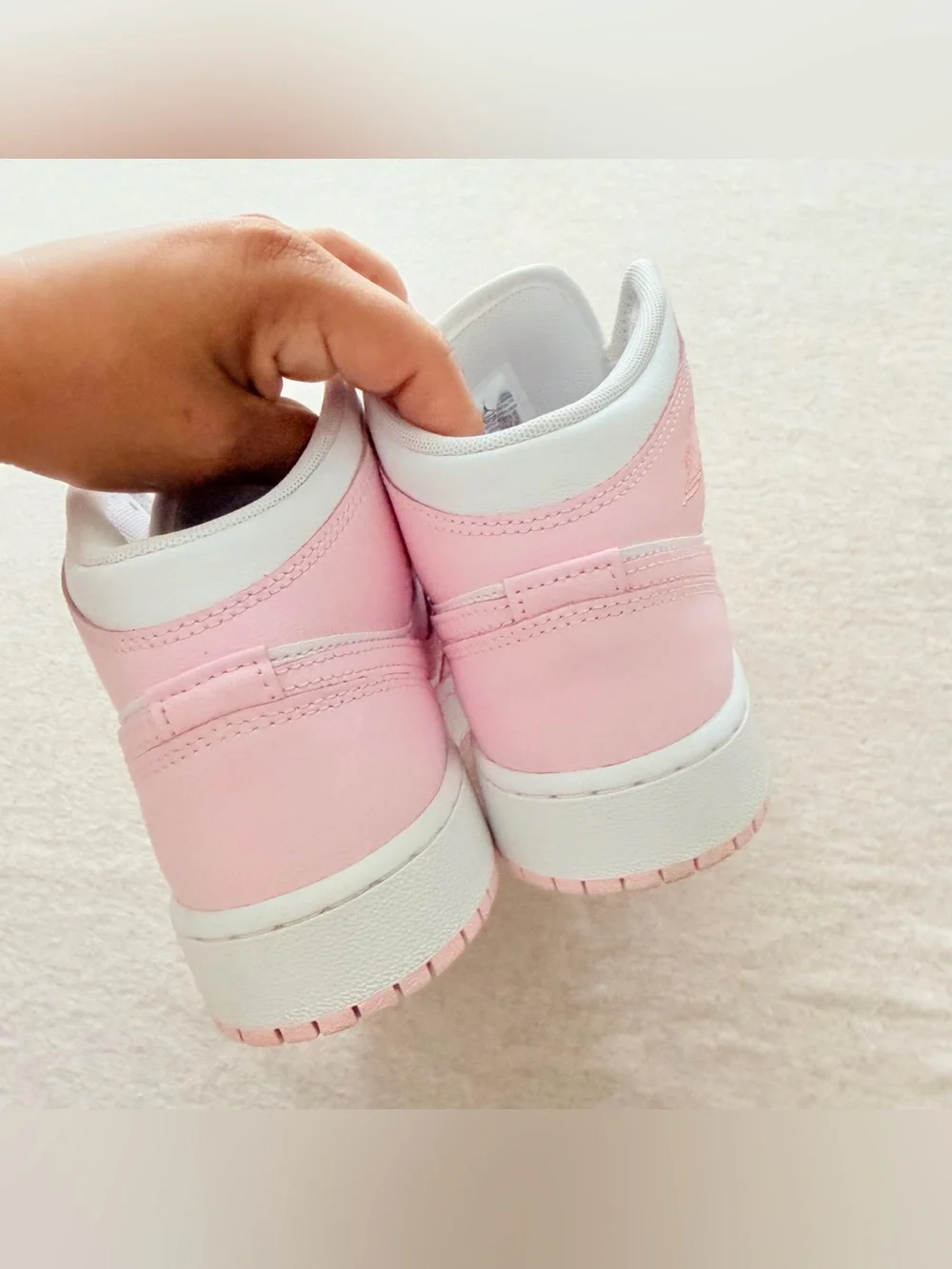 Nike Air Jordan 1 Mid GS AJ1 Pink Foam Fire Red Kids Youth